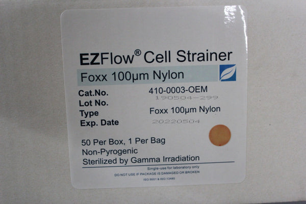 CASE OF 50 NEW FOXX EZFLOW CELL STRAINER 100uM NYLON 410-0003-OEM