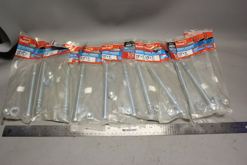 LOT OF 11 RED HEAD TRUBOLT WEDGE ANCHORS SIZE 1/2" x 7"