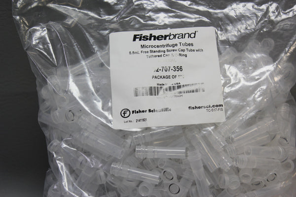 Fisherbrand 02-707-356 Microcentrifuge Tubes 0.5mL Free Standing Screw Caps