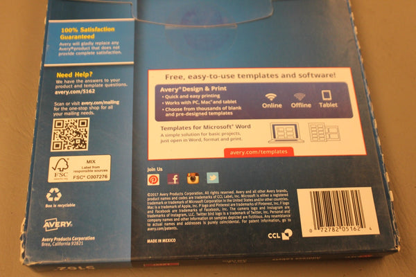 NEW AVERY 5162 EASY PEEL ADDRESS LABELS 100X SHEETS