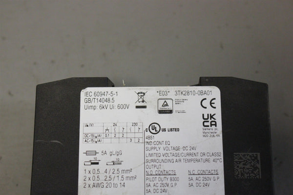 SIEMENS SIRIUS SAFE STANDSTILL MONITOR SAFETY RELAY 3TK2810-0BA01