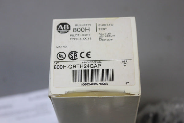 NEW ALLEN BRADLEY GREEN PUSH TO TEST PILOT LIGHT 800H-QRTH24GAP F