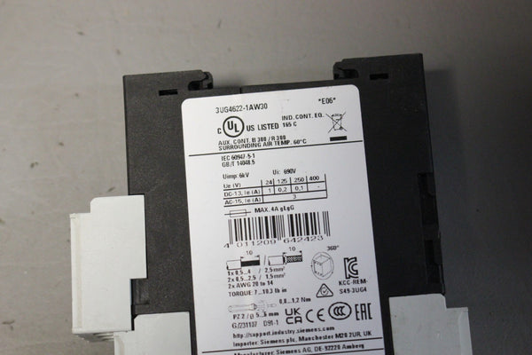 SIEMENS DIGITAL CURRENT MONITORING RELAY 3UG4622-1AW30