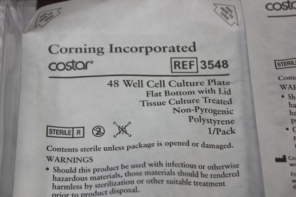CORNING COSTAR 3548 48 WELL CELL CULTURE PLATE FLAT BOTTOM W/ LID 18 PCS