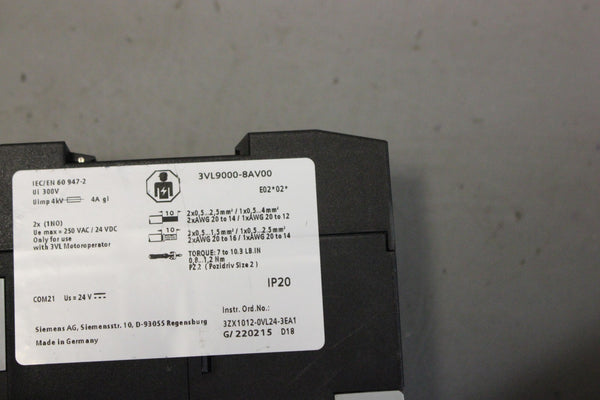 UNUSED SIEMENS COM21 MODULE WITH MODBUS 3VL9000-8AV00