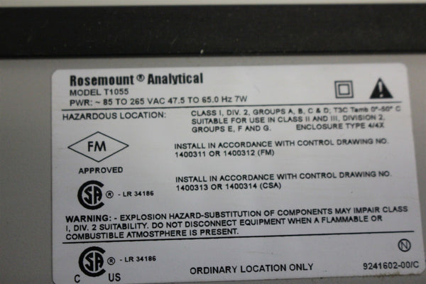 ROSEMOUNT SOLU COMP II TURBIDIMETER T1055-11-21 LOC:AS38.B1.6