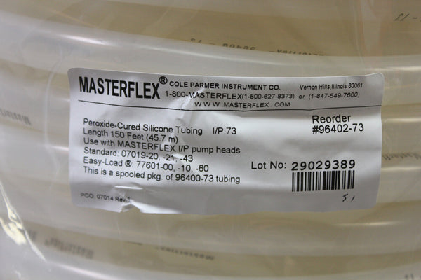 NEW MASTERFLEX PEROXIDE CURED SILICONE TUBING 150FT 45.7METERS 96400-73 I/P 73