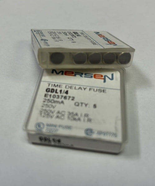 Lot of 5 Mersen GDL1/4 Fast Acting Miniature Fuse Glass Body 10 Amp 250 Volt AC