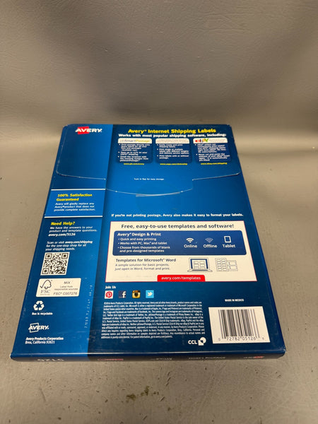 New Avery 5126 Shipping Labels With TrueBlock White 5.5"X8.5" 200 Labels