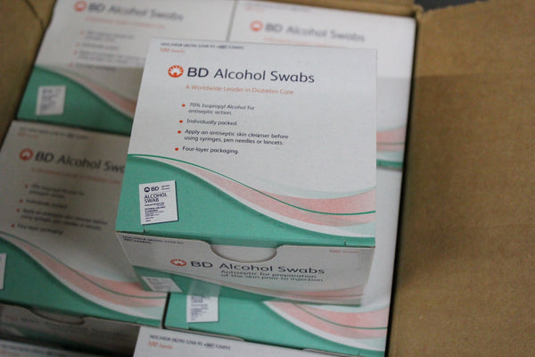 NEW CASE OF 1200 (12 BOXES OF 100) BD ALCOHOL SWABS 326895