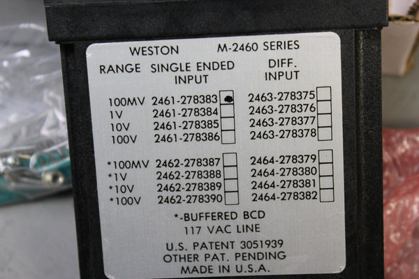 NEW WESTON PANEL METER 2461-278383