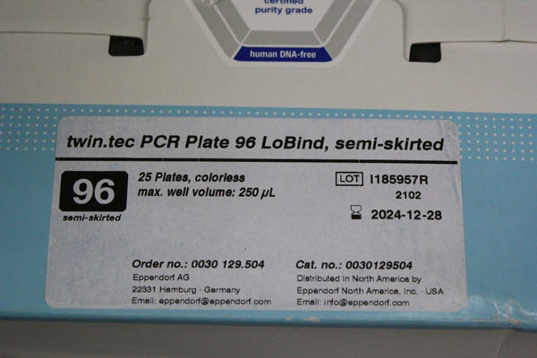 NEW BOX EPPENDORF TWIN TEC PCR PLATES 96 LOBIND SEMI SKIRTED 0030129504