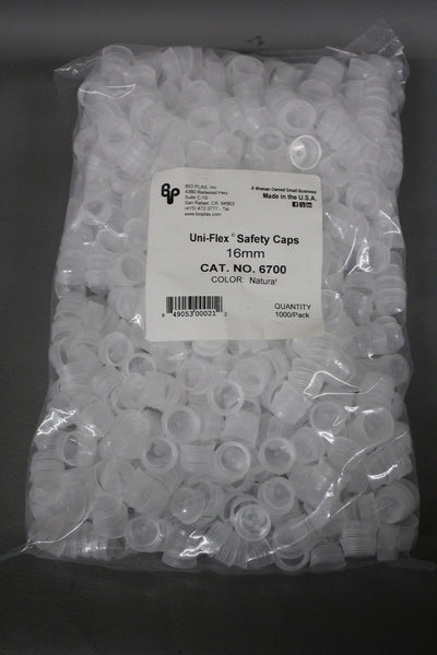 NEW BAG OF 1,000 BIO PLAS UNI-FLEX 16mm TUBE SAFETY CAPS 6700