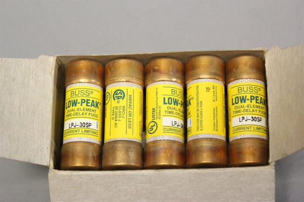 NEW LOT OF 10 BUSSMANN LOW PEAK CLASS J TIME DELAY FUSES LPJ-30SP