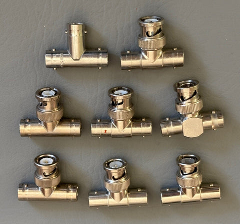 LOT OF 8- POMONA, Y & R, KEYSIGHT TECH 3284 BNC TEE ADAPTER COAXIAL ETC.