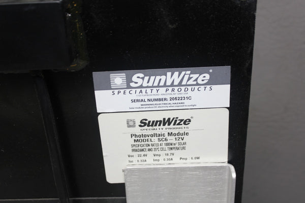 AMCI SMU SATELLITE MONITORING UNIT SATALARM W/SKYWAVE MODEM & SUNWIZE SOLAR PANE