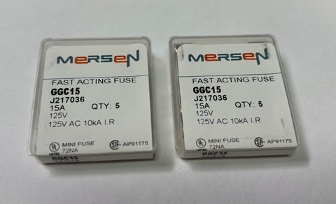 Lot of 10 Mersen GGC15 Fast Acting Miniature Fuse Glass Body 10 Amp 250 Volt AC
