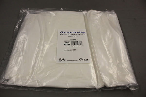 100 Pcs Ansell BFV05 BioClean Microflow Cleanroom Face Veil