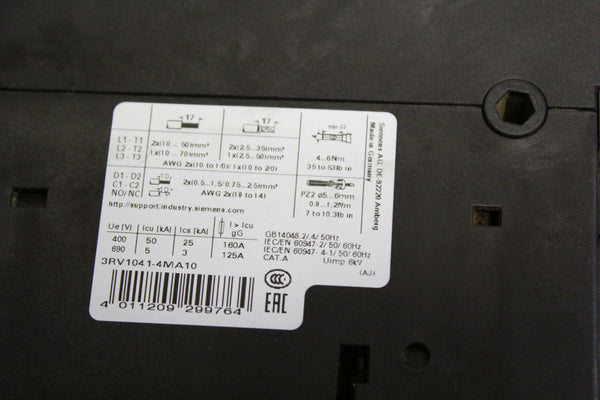 Siemens 3RV1041-4MA10 Motor Protector Circuit Breaker
