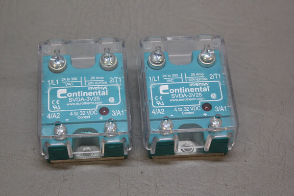 LOT OF 2 EUROTHERM CONTINENTAL SVDA-3V25 SOLID STATE RELAYS