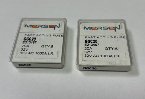 Lot of 10 Mersen GGC20 Fast Acting Miniature Fuse Glass Body 10 Amp 250 Volt AC