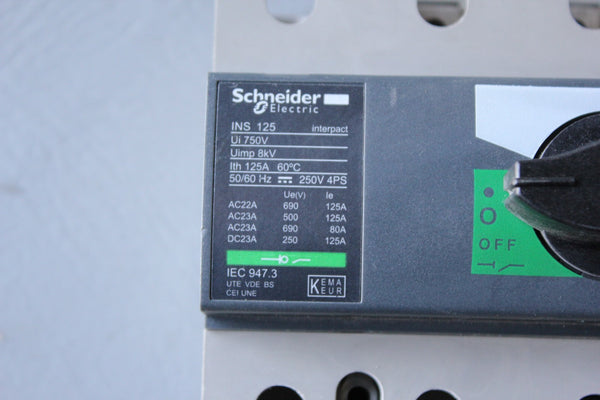 SCHNEIDER INTERPACT SWITCH DISCONNECTOR INS 125