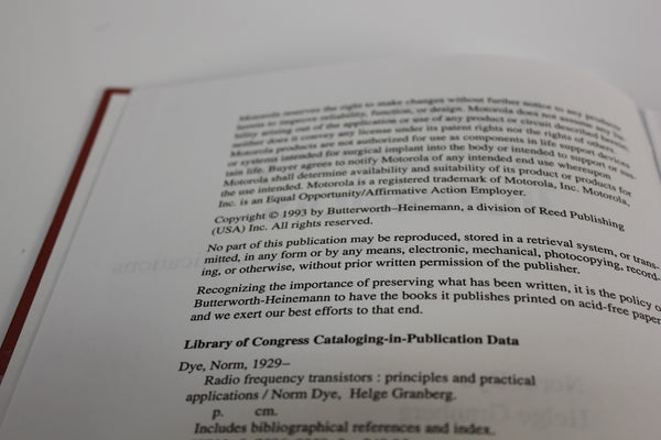 RADIO FREQUENCY TRANSISTORS PRINCIPLES & PRACTICAL APPLICATIONS DYE HC(S3-2-27E)