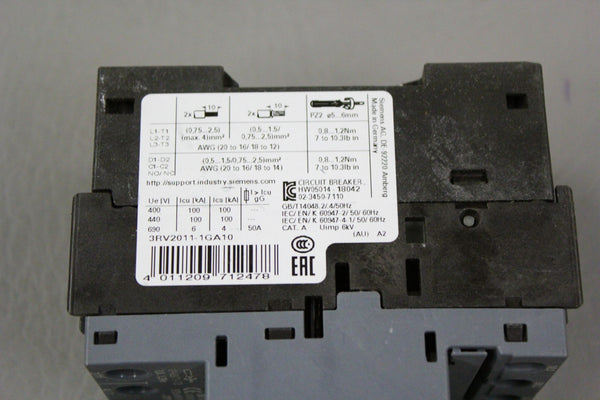 SIEMENS SIRIUS CONTACTOR MOTOR STARTER 3RV2011-1GA10