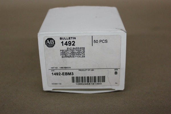 LOT OF 50 NEW ALLEN BRADLEY END BARRIERS 1492-EBM3 B