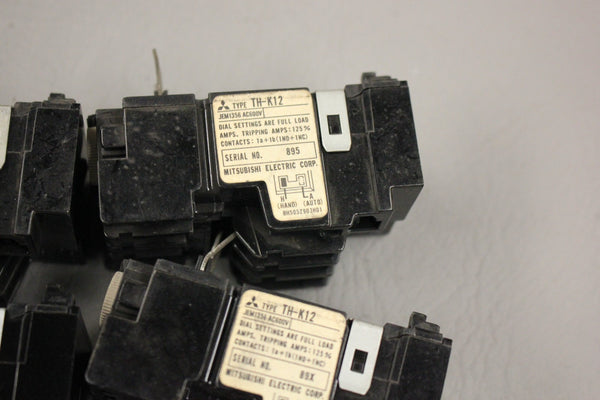 LOT OF 6 MITSUBISHI ELECTRIC THERMAL OVERLOAD RELAY TH-K12