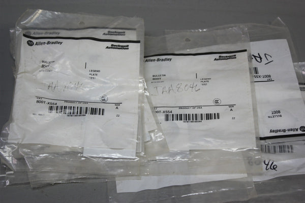 NEW LOT OF 10 ALLEN BRADLEY TEST LEGEND PLATES 800T-X554 A