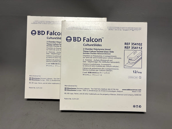 NEW 24 BD FALCON 2 CHAMBER POLYSTYRENE VESSEL TISSUE CULTURE SLIDES 354112