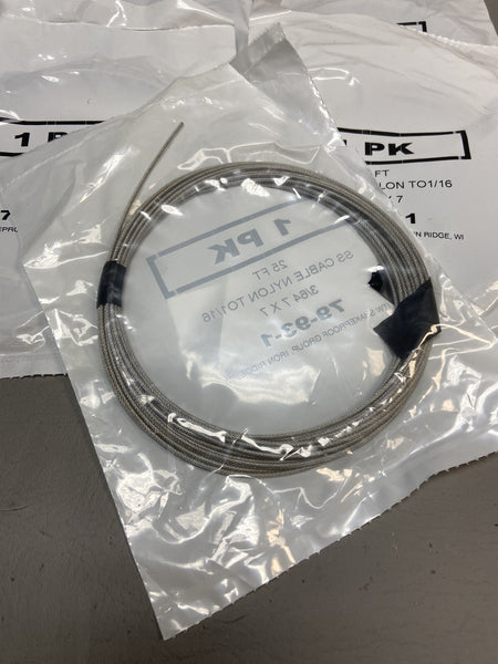 NEW Stainless Steel Wire Rope Cable TO 1/16" 3/65  7x7, 125 FT, 25FT PER BAG