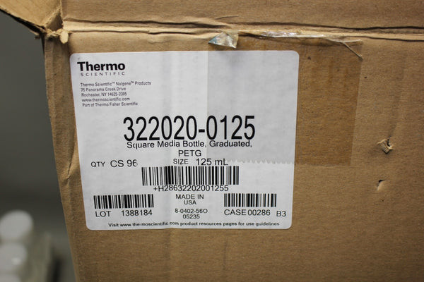 24 NEW SEALED THERMO GRADUATED 125ml PETG MEDIA BOTTLES 322020-0125