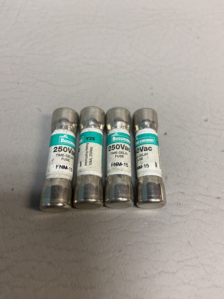 LOT OF 4 NEW FUSETRON BUSSMAN FNM-15 TIME DELAY FUSES