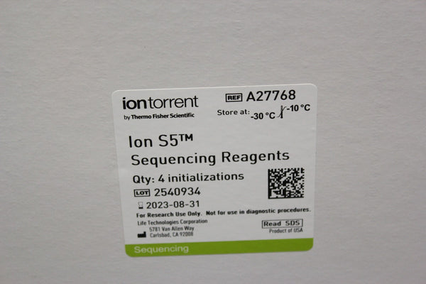 NEW THERMO/ION TORRENT ION S5 SEQUENCING REAGENTS A27768 EXP 2023-08-31