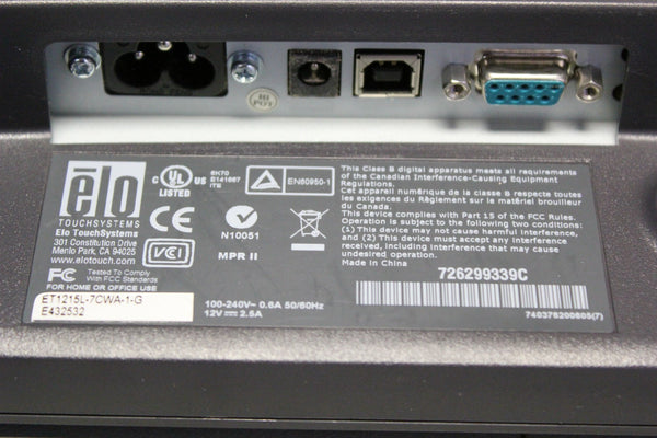 ELO TOUCHSYSEMS TOUCHSCREEN MONITOR ET1215L-7CWA-1-G