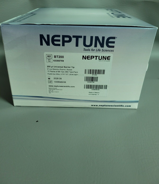 NEW NEPTUNE 200UL UNIVERSAL PIPETTE BARRIER TIP BT200 960 TIPS