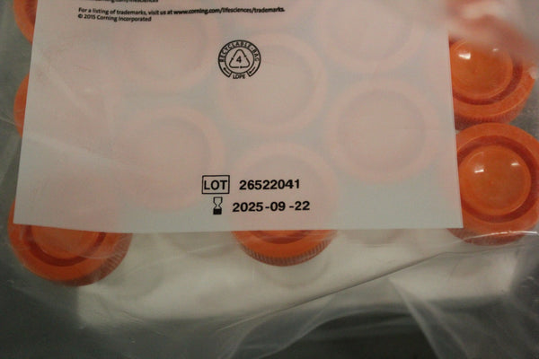 NEW RACK OF 25 CORNING 50mL CENTRIFUGE TUBES PLUG SEAL CAP PP 430290