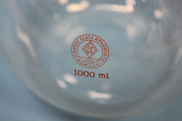 Scientific Glass Apparatus Co 1000mL Glass Volumetric Flask With Stopper 
