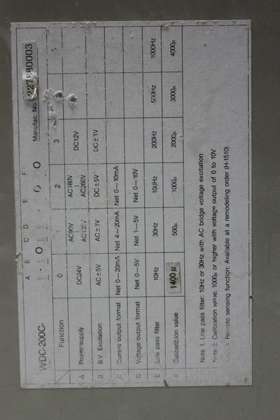 KYOWA Instrument Conditioner WDC-200C Grey
