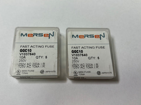 Lot of 10 Mersen GGC10 Fast Acting Miniature Fuse Glass Body 10 Amp 250 Volt AC