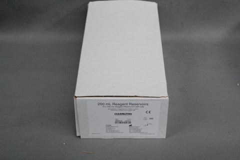 CASE OF 10 NEW HAMILTON 200ML REAGENT RESERVOIRS WITH LIDS 56695-01