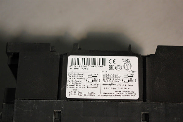 UNUSED SIEMENS POWER CONTACTOR 3RT1044-1AK60