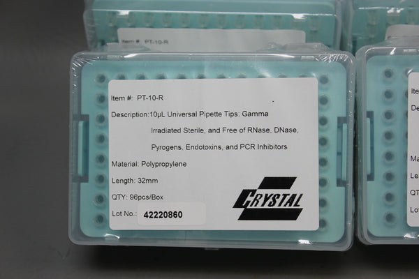 LOT OF 4 CRYSTAL 10 UL UNIVERSAL PIPETTE TIPS GAMMA 32MM