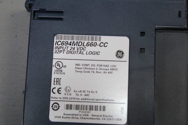 GE 	32PT DIGITAL LOGIC PLC MODULE IC694MDL660-CC