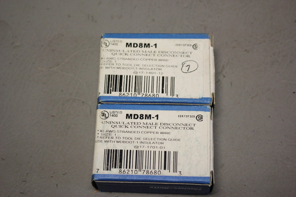 NEW THOMAS & BETTS MD8M-1 UNINSULATED MALE DISCONNECT LOT OF 17
