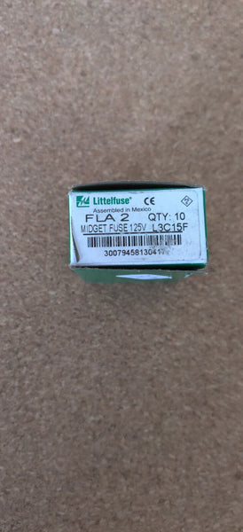 Littelfuse FLA-2 midget fuse 125v L3C15F New Lot of 5