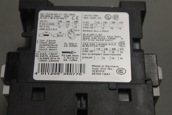 SIEMENS 3RT1024-1AV60 POWER CONTACTOR