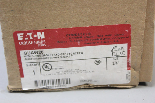 NEW EATON CONDUIT OUTLET BOX WITH COVER GUAW26